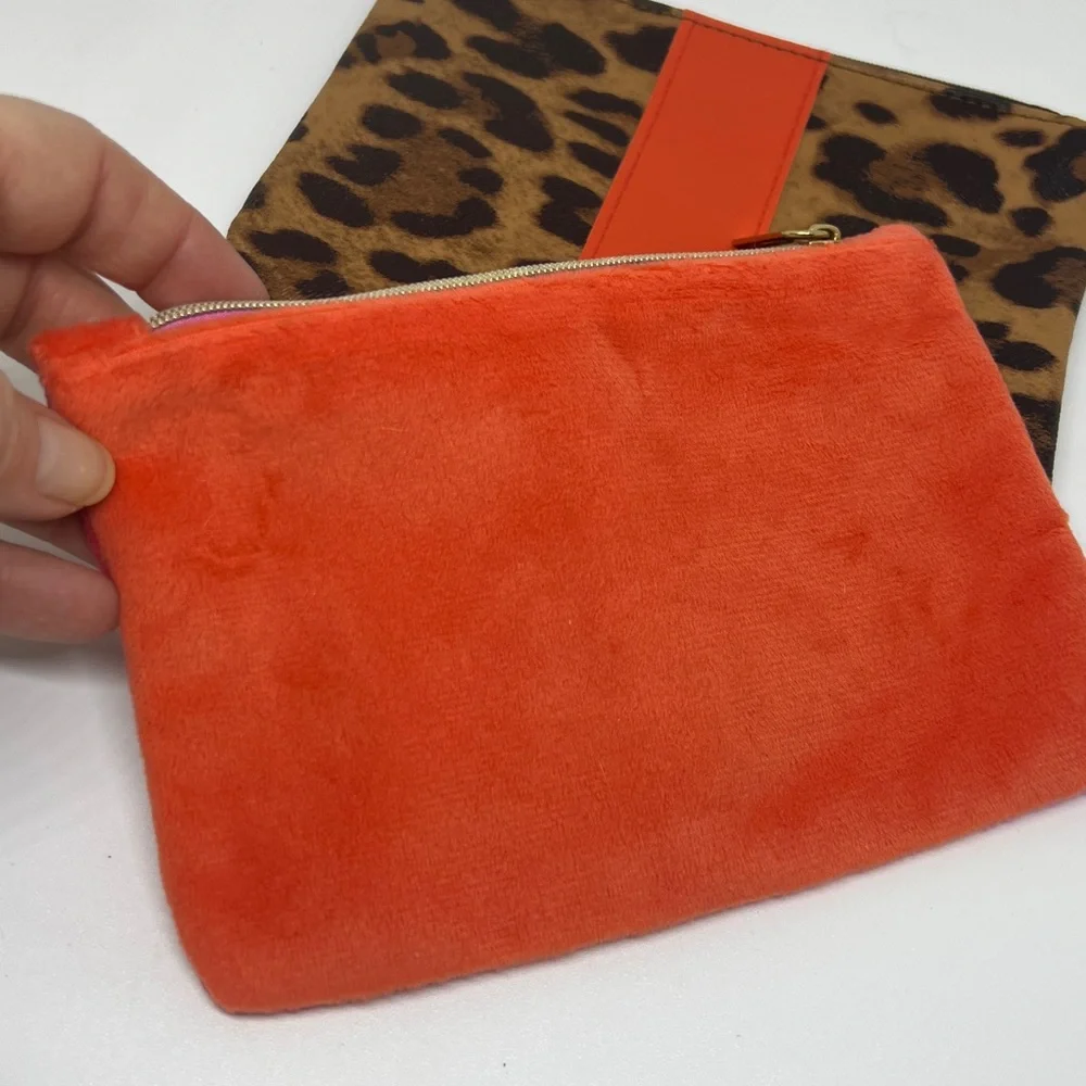 New Leopard Print and Color Block Pink & Orange Ipsy Makeup Bags.